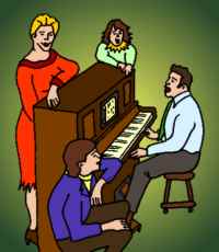 A Family Gathered Around a Pianola